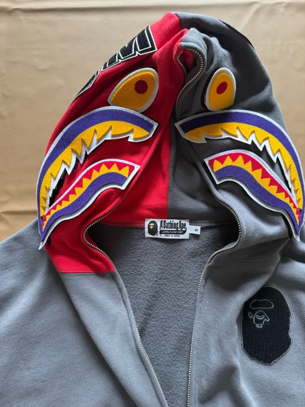 A Bathing Ape Shark Full Zip Patch Hoodie Malaysia- Gray - Picture 7 of 10